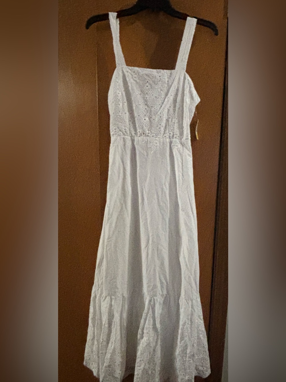 Truth White Eyelet Maxi Dress with Square Neck